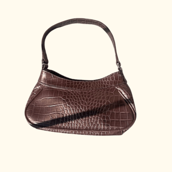 Liz Claiborne Croc Hobo Bag | Copper Brown | Small | Vintage Y2K - Picture 3 of 3